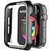 Black Hard Case Compatible with Apple Watch Series 5 Series 4 44mm with Screen Protector, Ultra Thin HD Tempered Glass Screen Protection Overall Protective Cover for iwatch Series 4/5