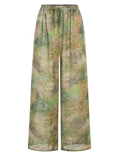 Image of ZAFUL Womens Beach Cover Up Pants Sexy Crochet Drawstring Elastic Boho Swimsuit Cover Up Long Pants Beach Wear