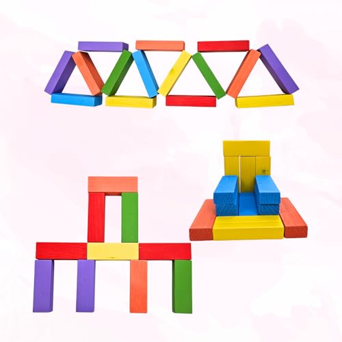 Image of 54 Pcs Colourful Wooden Blocks for Kids 7-14 Years | Indoor Balancing & Building Game, Montessori Wooden Toys, Kids Activity Tower Block for Cognitive Development & Fun