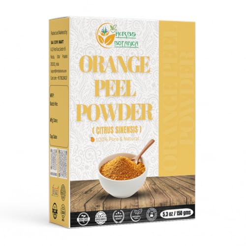 Herbs Botanica Orange Peel Powder 100% Pure & Natural Orange Peel for Face Masks, Skin Care & DIY Beauty Natural Citrus Powder for Skincare & More 5.3 oz Pack