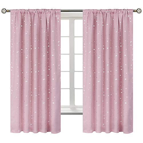 Image of BGment Kids Blackout Curtains for Bedroom, Rod Pocket Room Darkening Curtains Decoration Thermal Insulation Window Drapes for Nursery, Children Room, 2 Panels, Each 42 x 63 Inch, Light Pink