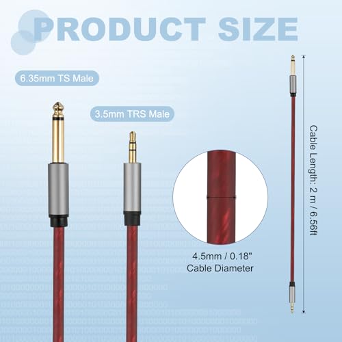 Cable de audio TS a TRS de 6,35 mm a 3,5 mm para conectar laptop y altavoz 2