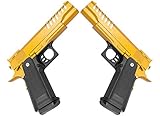Softair Gun Airsoft Pistole + Munition | Cadofe V17-Gold. Profi Vollmetall | 22cm. Inkl. Magazin & unter 0,5 Joule (ab 14 Jahre)