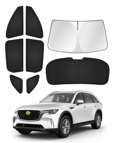 Image of Canvcle Sunshades for Mazda CX-90 2024-2025 2026 CX90 Accessories Windshield Sun Shade Side Rear Window Shade Cover Sun Visor Shield Privacy Protection Keep Vehicle Cool Black 8PCS