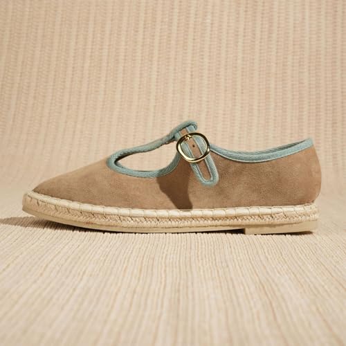 Image of Theater Women Catalonia Mary Jane Flats with Adjustable Strap | Fabric Upper | Lightweight Comfort for Casual & Smart Styling