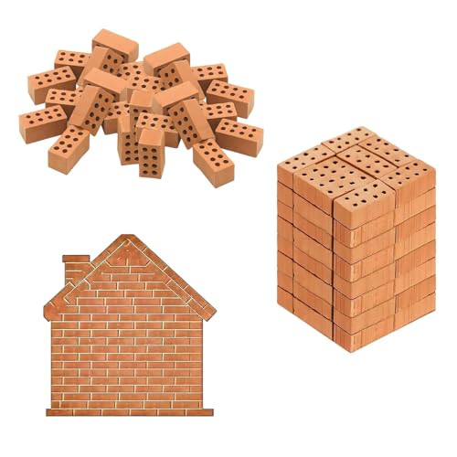 HASLED Mini Ladrillos de Construcción de Terracota, 50 Piezas – Para Maquetas, Dioramas, Belenes y Manualidades Creativas