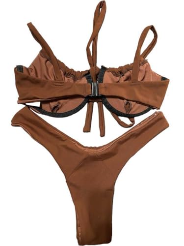 Conjunto Biquíni feminino com aro sustentação meia taça sem bojo retrô asa delta cintura alta aviado