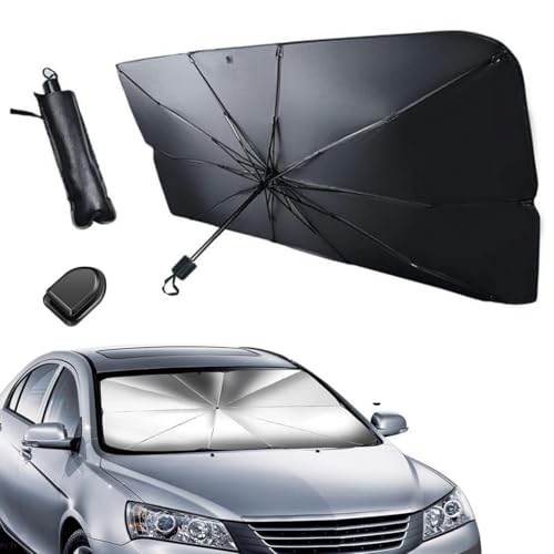 Parasol Coche Delantero, Sombrilla Paraguas para Coche Lunas Delanteras Plegable, Protector Solar Coches, Aislamiento Térmico, Protección UV, para SUV, Camiones (138 x 78CM)