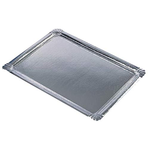 PAPSTAR 11331 10 Servierplatten PE-beschichtet eckig, 34 x 45.5 cm, Silber