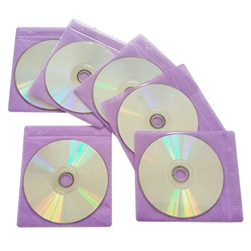 100 Pack Premium Cd Dvd Sleeves,Thick Non-Woven Material Double-Sided Refill Plastic Sleeve For Cd And Dvd Storage Binders Disc Case (Purple) #TOP5