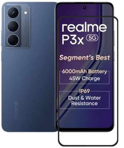 EitanshaKart Military-Grade Tempered Glass Screen Protector Compatible for Realme P3x 5G with Edge to Edge Coverage and Easy Self Installation kit...