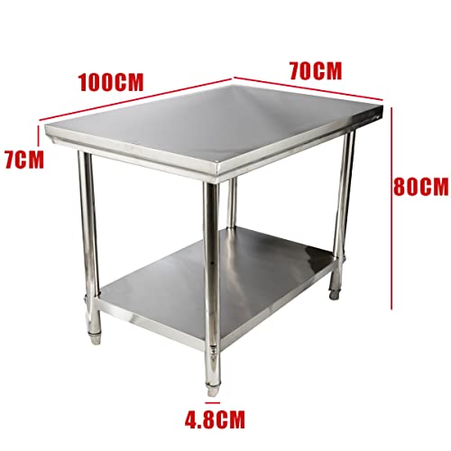 NICCOO Arbeitstisch Edelstahl, 100x70x80CM 2 Schichten Edelstahltisch Küchentisch justierbaren Lebensmittel… – Bild 4