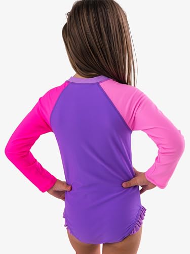 Image of RuffleButts Girls One Piece Rash Guard Baby Swimsuit UPF 50+ Sun Protection
