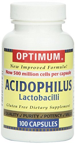 Optimum Acidophilus Lactobacilli Capsules, 100 Count Pack of 4