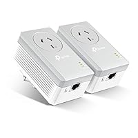 TP-Link AV600 Passthrough Powerline Starter Kit, Powerline Adapter, Up to 600Mbps, Power-Saving Mode, Integrated power socket, Plug and play (TL-PA4010P KIT)