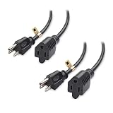 Cable Matters 2-Pack 16 AWG Heavy Duty Power Extension Cord 10 ft, UL Listed (Power Cord Extension /