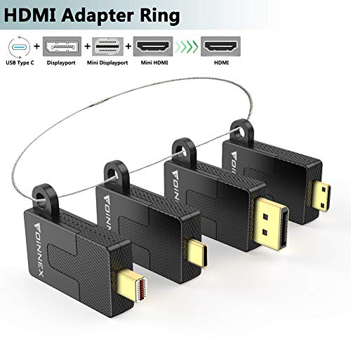 FOINNEX Adaptateur universel HDMI vers HDMI Convertisseur USB C/DP/Mini DP/Mini HDMI vers HDMI avec boucle sécurisée