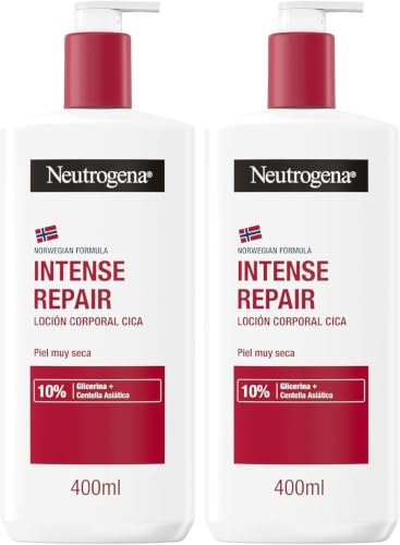 Neutrogena Fórmula Noruega Loción Corporal CICA Reparación intensa para piel seca (400 ml), crema hidratante corporal reparadora con centella asiática (Paquete de 2)