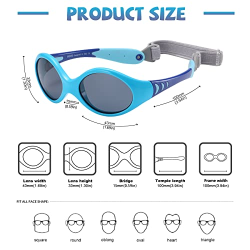 DUCO Bendable Oval Baby Sunglasses with Adjustable Strap UV400 Polarized for Newborns Infants Age 0-5 Girl Boy ​K0123