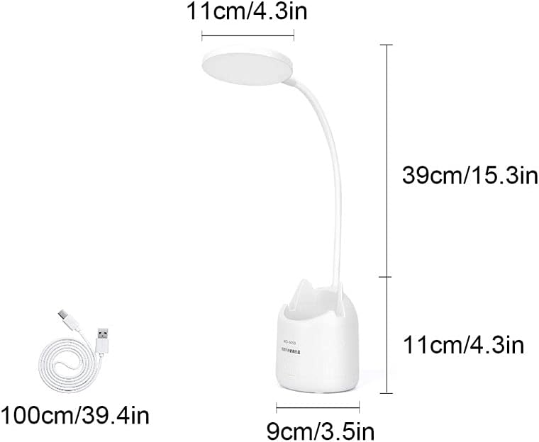 Desk Lamps for Home Office, 360° Flexible Gooseneck, LED Desk Light with Pen Holder Phone Holder, 3 Lighting Modes 3 Brightness Levels, with USB Port Eye-Caring Reading Night Light for Kids