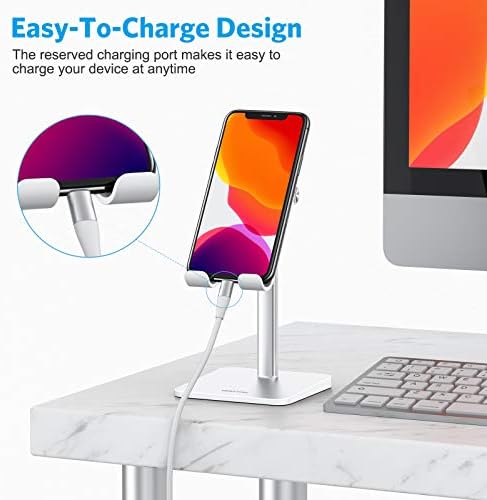 OMOTON Uchwyt na telefon komórkowy, stojak na telefon komórkowy z regulacją wysokości, uchwyt na telefon komórkowy kompatybilny z iPhone/Samsung/Huawei/Google/OnePlus / Kindle (3,5-7 cali), do selfie,