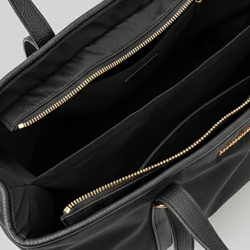 Image of Accessorize London Women's Black Kris Nylon Work Tote | water-resistant Shoulder Bag | Stylish Casual & Travel Handbag