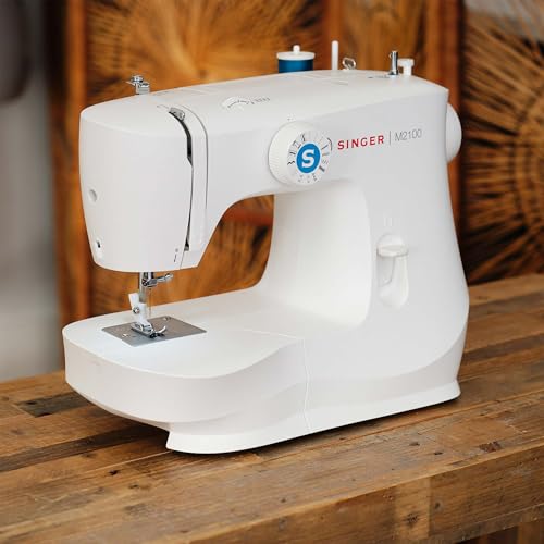 Image of SINGER M2100 8 Built Stitch Selection-Perfect for Beginners Made Easy Sewing Machine, White | 8 Built-in Stitches, 4-Step Buttonhole, Front-Load Bobbin, LED Light, Accessory Kit Included