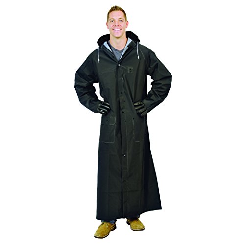 Galeton 12560-L-BK Repel Rainwear 0.35 mm PVC 60″ Raincoat for More Coverage, Large, Black