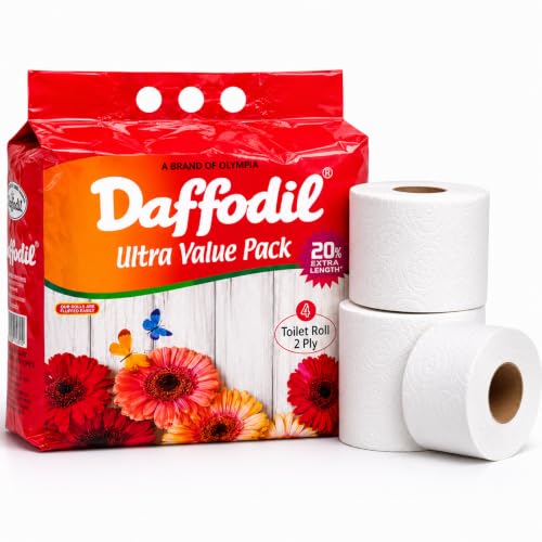 Image of DAFFODIL 2Ply Toilet Paper Tissue -4 Packs (365 pulls /roll, 1460 pulls, 2920sheets) UltraSoft Toilet Paper Roll, Strong and Long Lasting for Home or Office Use