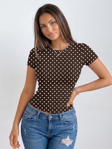 Image of Trendy Queen Womens Basic T Shirts - Stretchy Soft Slim Fit Short Sleeve Y2k Cute Summer Crop Workout Tops