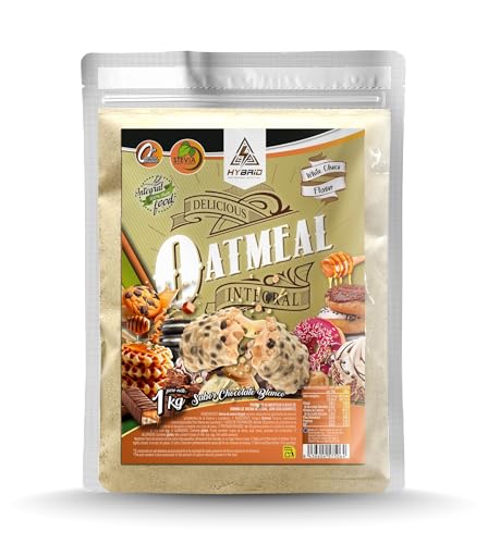 Harina de Avena Integral 100% – Hybrid Sport Nutrition - Fuente de Fibra y Energía 1 kg - Sin Azúcares Añadidos (1 Kg, Chocolate Blanco)