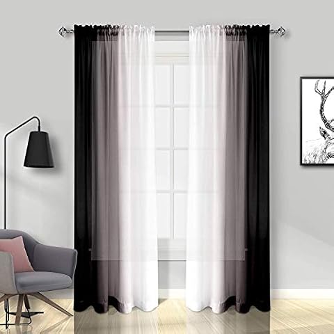 Melodieux Chiffon Window Curtains - Ombre Sheer Cover