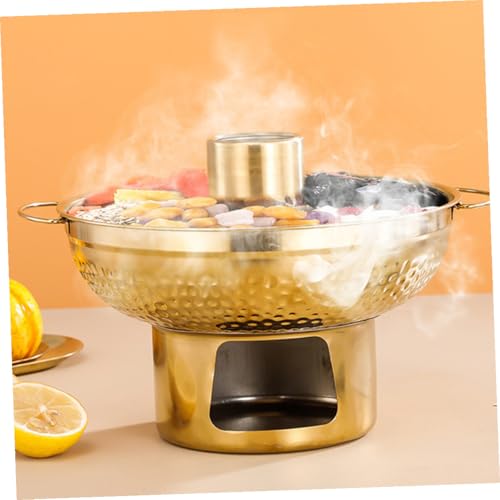 LOLIPPYY ステンレス製デザートポット 金色耐久性ホットポット鍋 便利なハンドル付き 滑り止め設計 一人用調理器具 家 キャンプ レストラン