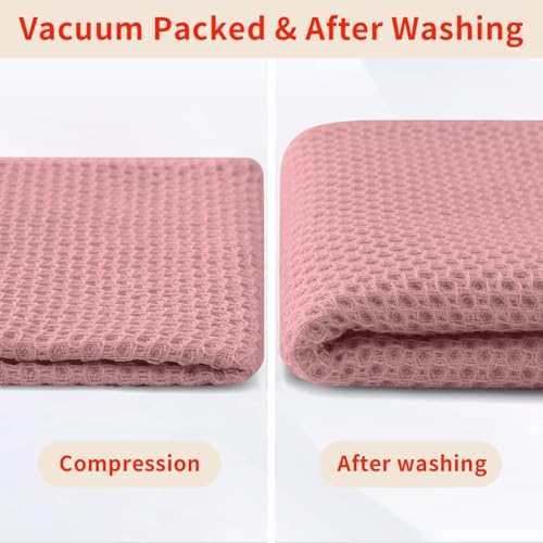 Homaxy 100% Cotton Waffle Weave Kitchen Dish Cloths, Ultra Soft Absorbent Quick Drying Dish Towels, 12 x 12 Inches, 6-Pack, Dried Rose by Homaxy - Image 8