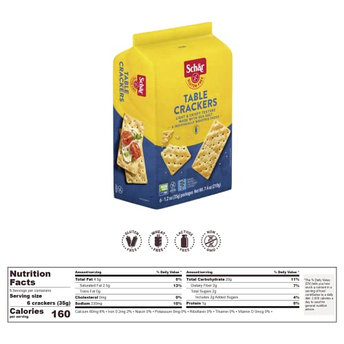 Schar - Table Crackers - Certified Gluten Free - No Gmo's, Lactose, Or Wheat - (7.4 Oz) 3 Pack #TOP1