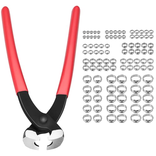 Outils de Sertissage XUNTOP 100pcs Pince Colliers de Serrage 5.8-21 mm Tenaille en Acier Inoxydable Pince de Serrag Anneaux de Serrage de Sangle Pinces de Serrage d'Oreille Pince Tuyau de Serrage