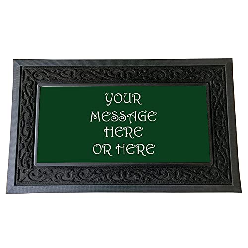 Pajo Personalised Heavy Duty Door Mat 750x450mm With 1 Insert. Premium Quality Rubber and Polyester. Customised with Message of your choice. Replaceable inserts also available below. (Green)