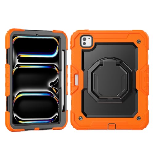 Coque iPad Pro 11 M5 M4 orange antichoc avec poignée et bandoulière