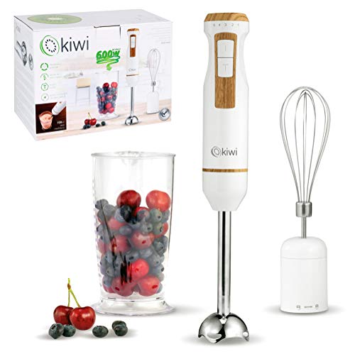 Kiwi Batidora Taza Medidora y Levantaclaras. Set 3 en 1. Batidora de Mano. Silenciosa. 600 W. 700 ml. Desmontable Lavavajillas. Velocidad Regulable. Sin BPA.