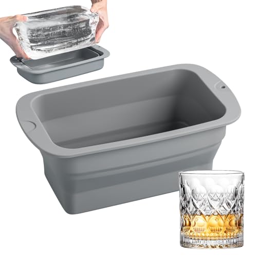 Cubitera Grande para Cubitos,Bandejas De Hielo De Silicona Para Congelador | Contenedor Plegable de Fácil Extracción para Cócteles Whisky Hornear Picnic