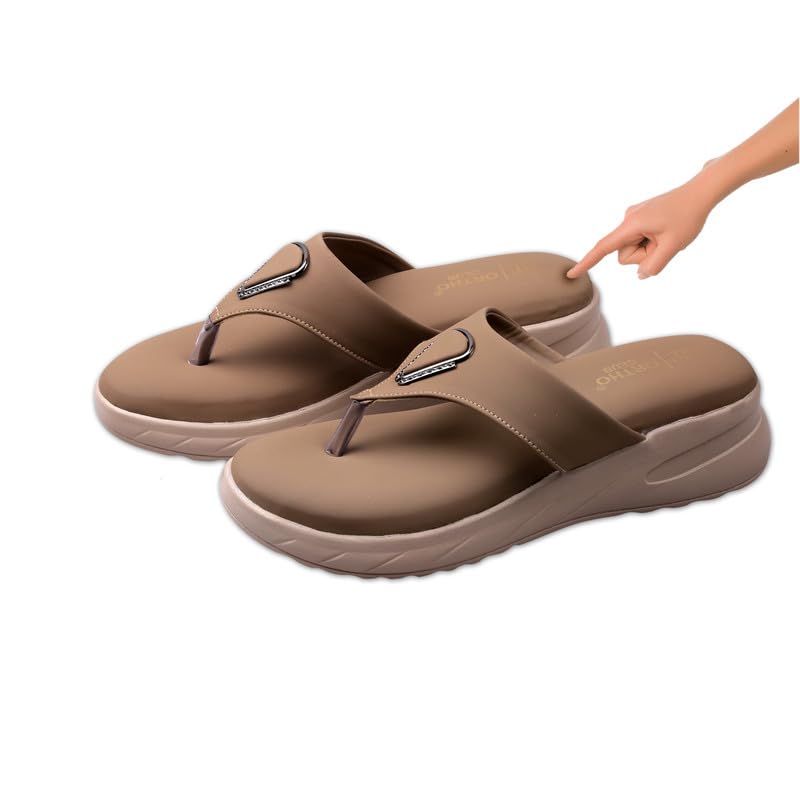 Image of ORTHO CLUB Women's Orthopedic Comfort Sandals - Soft Cushion Footbed, Anti-Slip Sole, Stylish Toe-Ring Design - Lightweight Sandals for Women & Girls