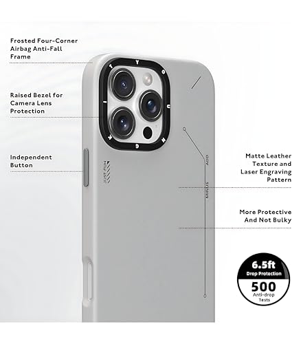 Image of Cyber Grid Leather Series Case for iPhone 15 Pro Compatible with Mag-Safe Wireless Charging | Textured Leather Back | Slim Shockproof Cover | Futuristic Grid Pattern | Grey Edition