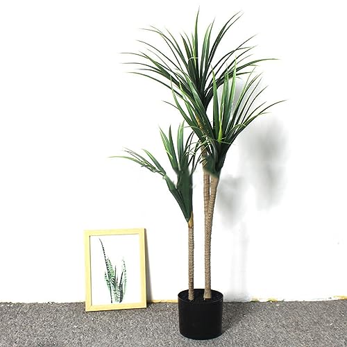 HGJH ドラセナ 人工観葉植物 150cm フェイクグリーン 大型 ドラセナ(人工) 人工杉 間仕切り 目隠し 室内装飾 屋内 屋外 大型 トロピカル フェイクグリーン 人工植物 リビング 寝室 屋内 屋外 ホーム オフィス用 簡単世話いらず 水やり不要