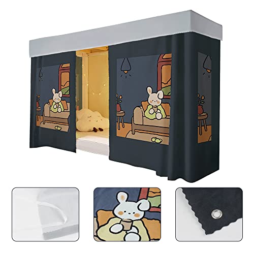 Image of Cute Bottom Bunk Bed Curtain Student Dormitory Blackout Cloth Mosquito Nets Bedding Tent Bed Canopy Single Sleeper, Rabbit Pattern