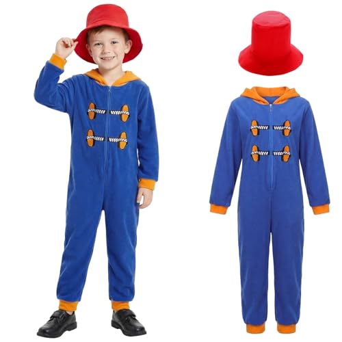 SERTAS Disfraz de abrigo azul y sombrero rojo para el Día Mundial del Libro (L)
