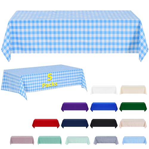 ABCCANOPY 5 Pack Rectangle Polyester Tablecloth 90 x 132 Inch