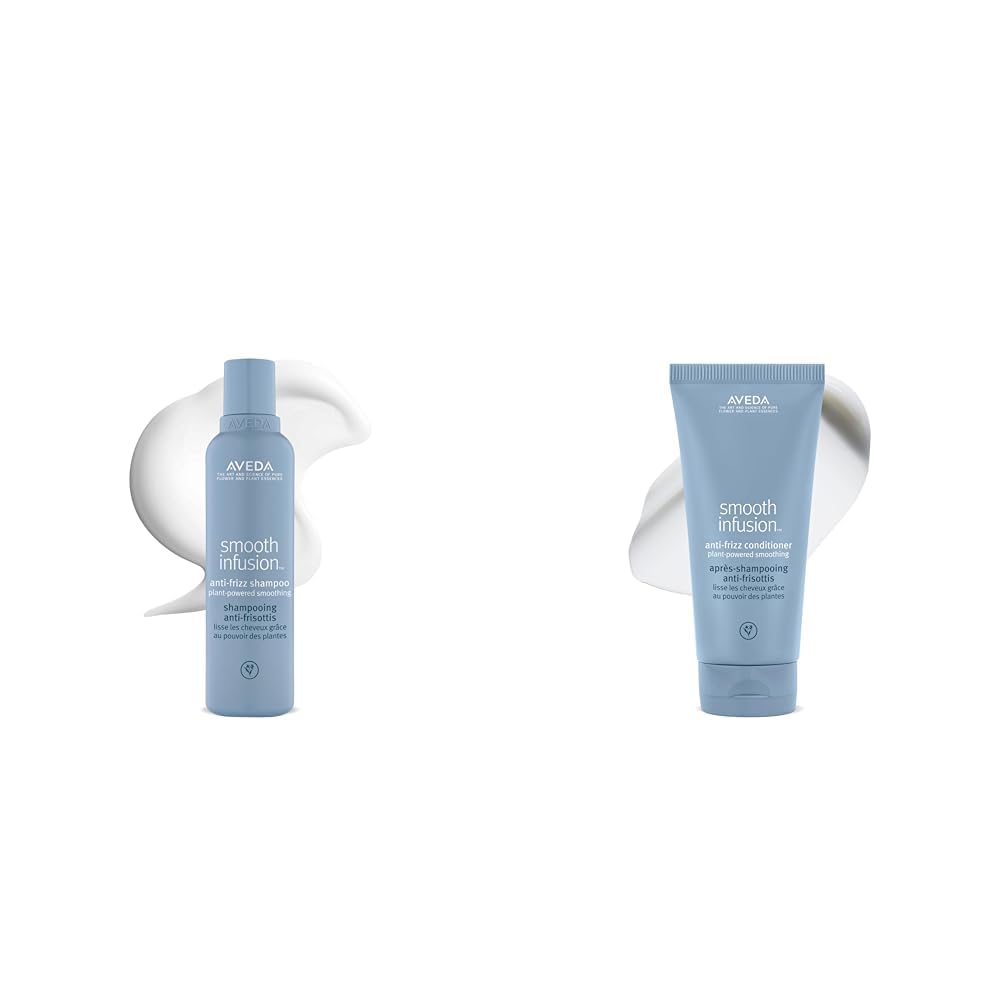 Aveda Smooth Infusion Routine: Shampoing Lissant (200ml) + Après-shampooing (200ml) - Anti-frisottis et démêlant - Protection humidité - Effet lissant naturel pour cheveux moyens à épais - Hydratant