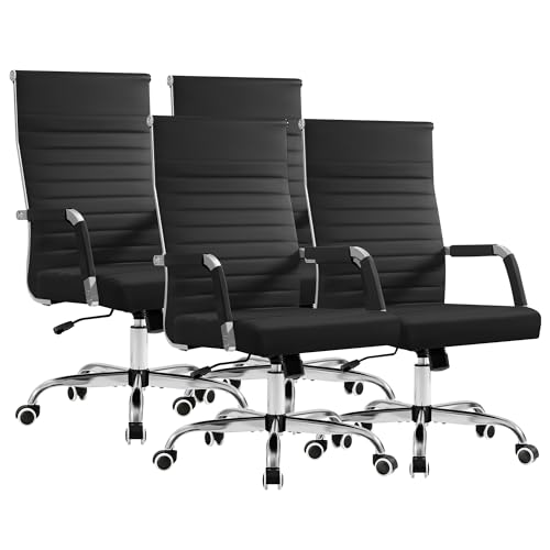 Furmax Ergonomic Office Desk Chair, Executive Ribbed Mid-Back PU Leather Conference Room Chair...