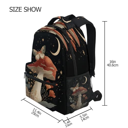 Mushroom Butterfly Leaves Moon Backpack for School Boys Girls Adults Kids Bookbag Laptop Bag 18L4