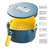 - Cortador de verduras y verduras, picadora de verduras con recipiente colector - Rallador de queso - Para cocinar, preparar comida, hacer ensaladas, camping, picnic, , barbacoa, dormitorio